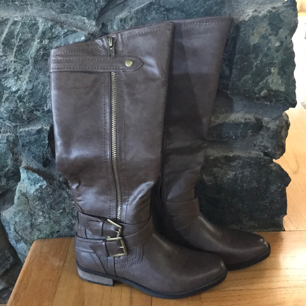 Brown knee high boots